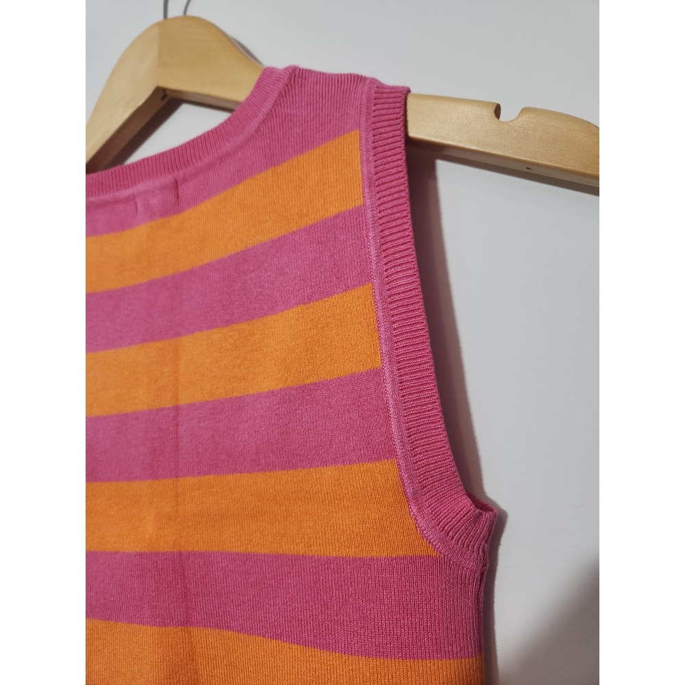 Garage Striped Sweater Vest Pink Orange Knit Crop Tank Top Sleeveless Size S - Picture 8 of 8